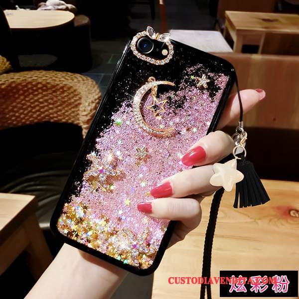 Custodia iPhone 7 Plus Creativo Liquido Rosa, Cover iPhone 7 Plus Strass Sabbie Mobili Porpora