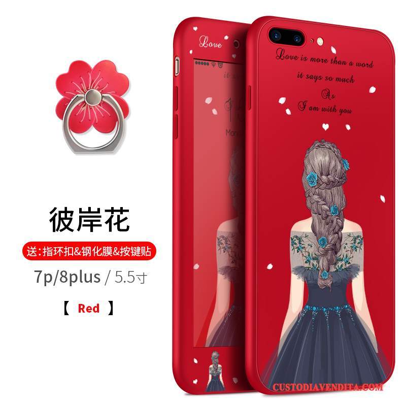 Custodia iPhone 7 Plus Creativo Morbido Ornamenti Appesi, Cover iPhone 7 Plus Silicone Anti-caduta Rosso