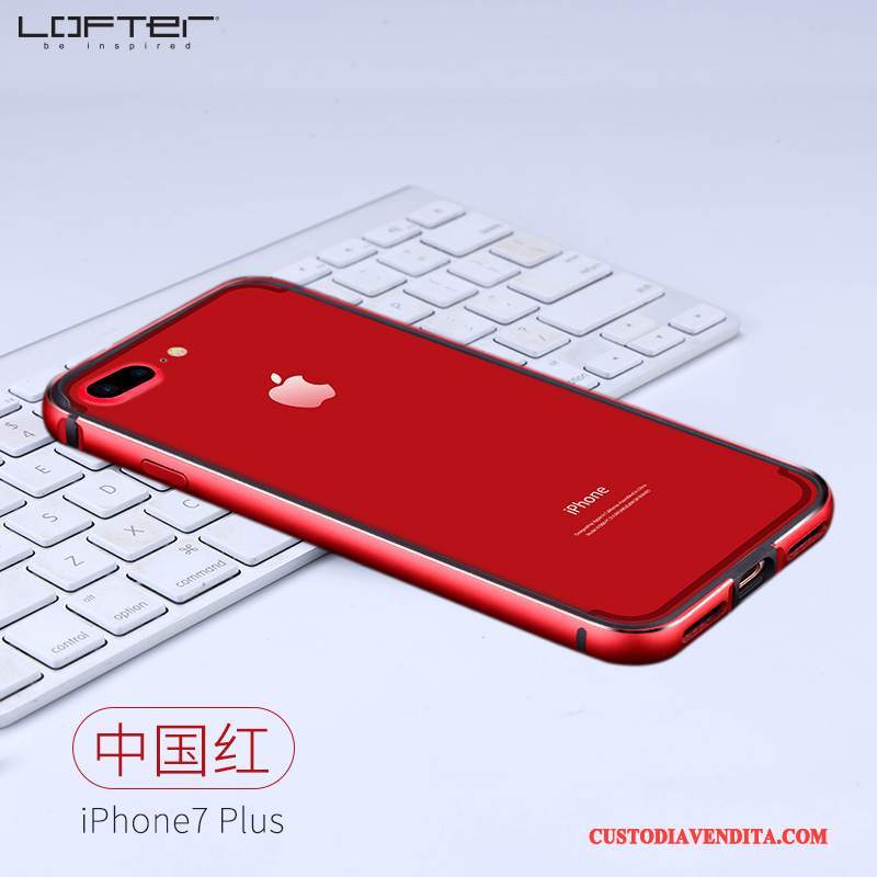 Custodia iPhone 7 Plus Creativo Rosso Metallo, Cover iPhone 7 Plus Silicone Telaiotelefono