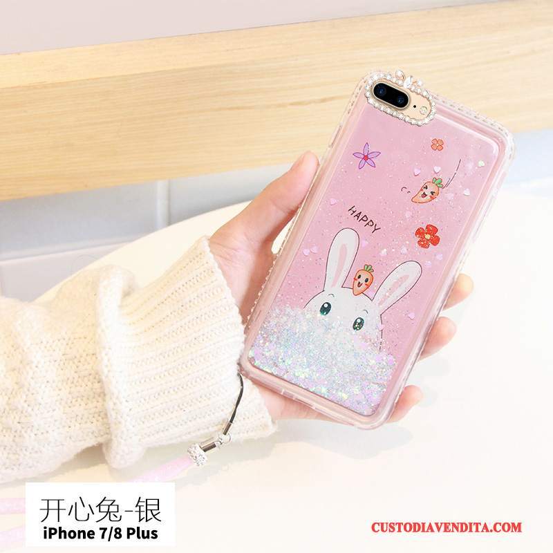 Custodia iPhone 7 Plus Creativo Telefono Tendenza, Cover iPhone 7 Plus Strass Anti-caduta Rosa