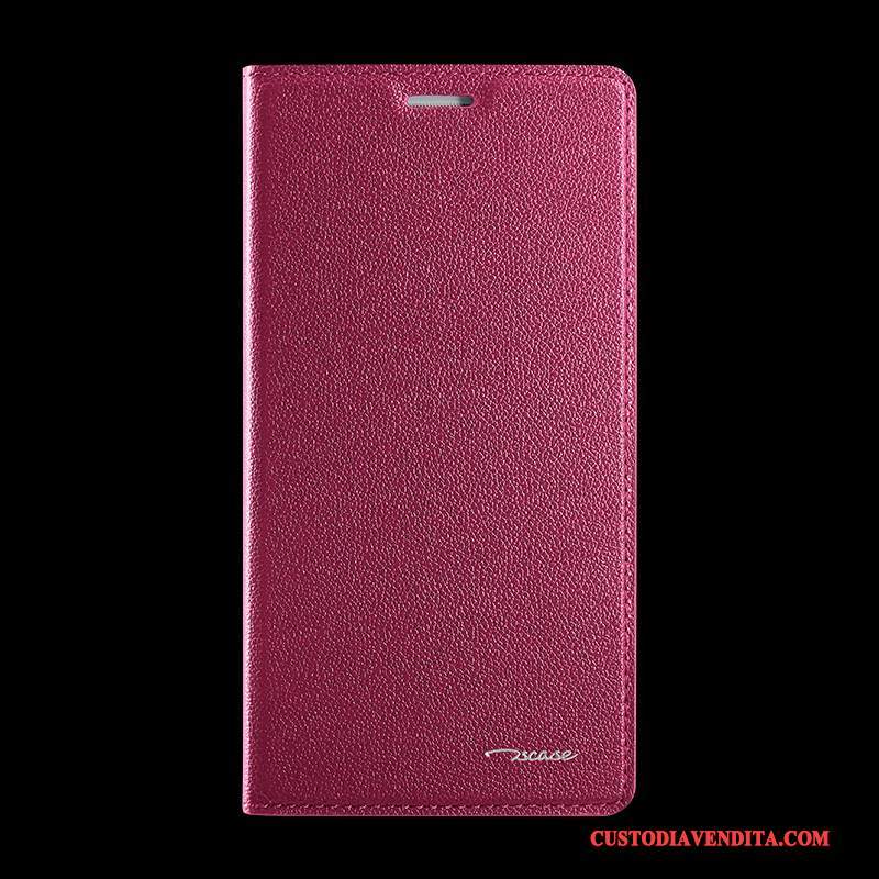 Custodia iPhone 7 Plus Folio Rosso Semplici, Cover iPhone 7 Plus Pelle Telefono Anti-caduta