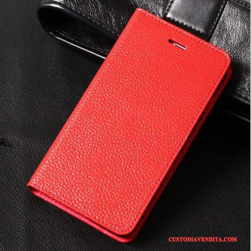 Custodia iPhone 7 Plus Pelle Marrone Rosso, Cover iPhone 7 Plus Folio Affari Anti-caduta