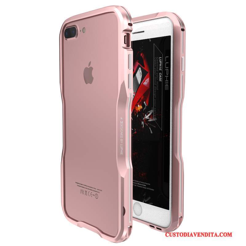 Custodia iPhone 7 Plus Protezione Oro Telaio, Cover iPhone 7 Plus Telefono Anti-caduta