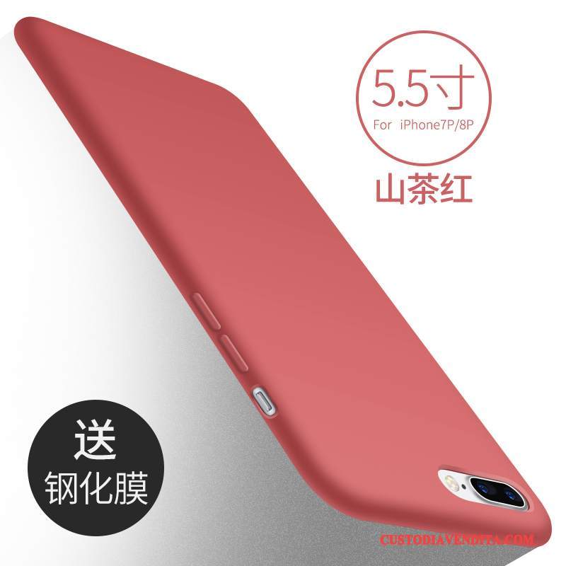 Custodia iPhone 7 Plus Silicone Anti-caduta Morbido, Cover iPhone 7 Plus Protezione Rosso Tendenza