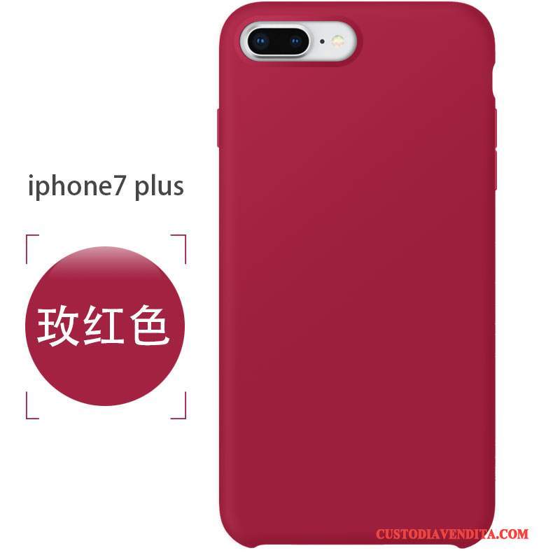 Custodia iPhone 7 Plus Silicone Anti-caduta Morbido, Cover iPhone 7 Plus Telefono Rosso