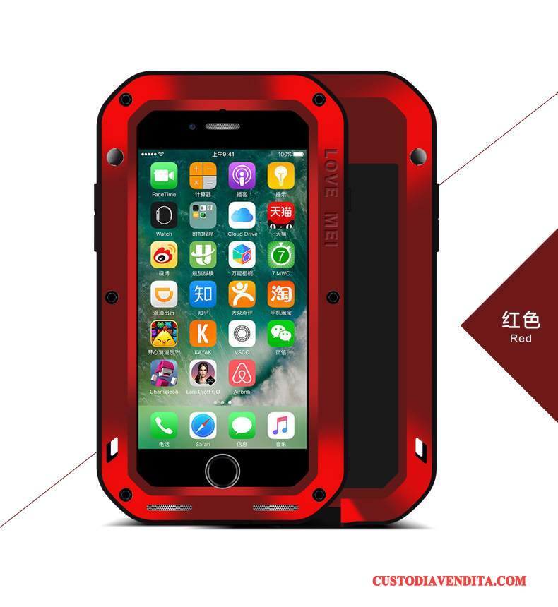 Custodia iPhone 7 Plus Silicone Rosso All'aperto, Cover iPhone 7 Plus Protezione Tre Difesetelefono