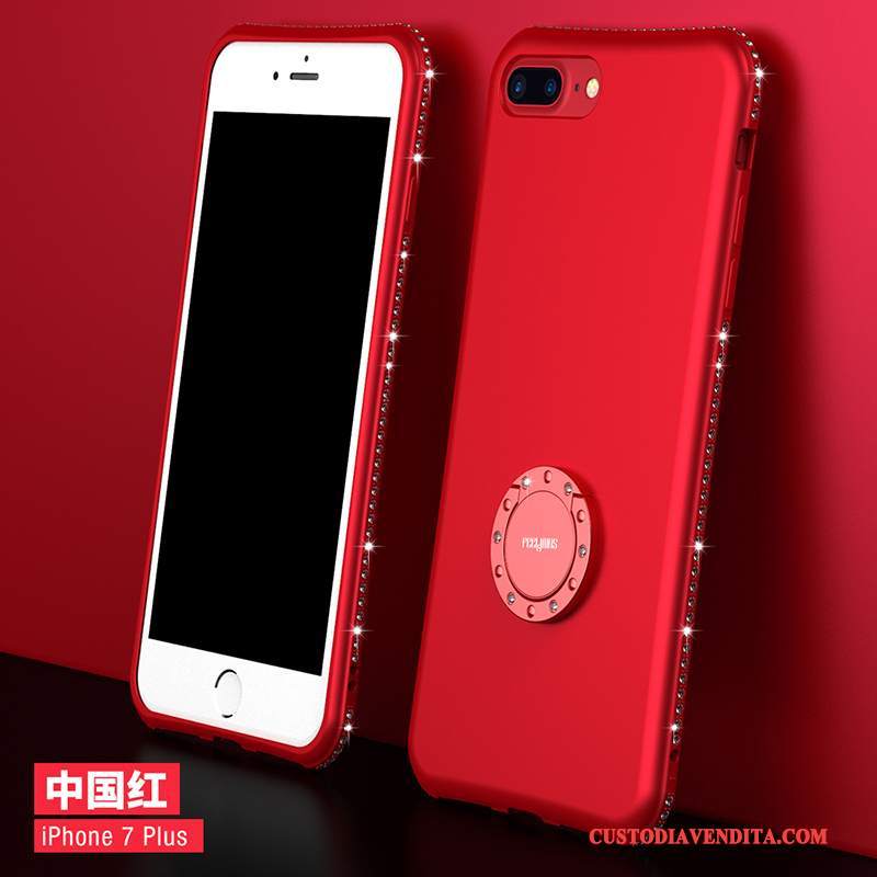 Custodia iPhone 7 Plus Silicone Supportotelefono, Cover iPhone 7 Plus Protezione Anti-caduta Rosso