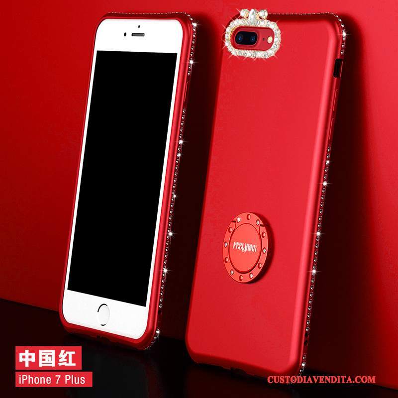 Custodia iPhone 7 Plus Silicone Supportotelefono, Cover iPhone 7 Plus Protezione Anti-caduta Rosso