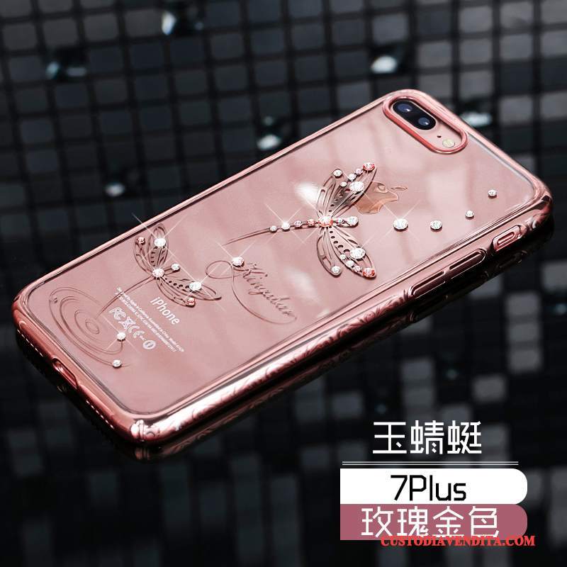 Custodia iPhone 7 Plus Strass Nuovo Tutto Incluso, Cover iPhone 7 Plus Rosa Difficile