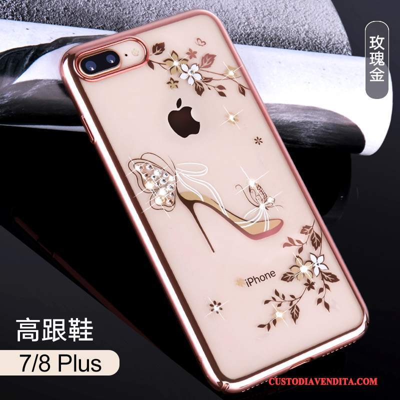 Custodia iPhone 7 Plus Strass Trasparente Difficile, Cover iPhone 7 Plus Nuovo Oro