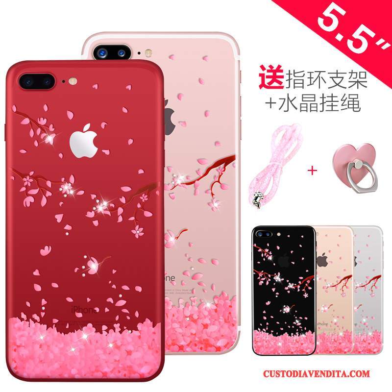 Custodia iPhone 7 Plus Strass Trasparentetelefono, Cover iPhone 7 Plus Silicone Nuovo Rosa