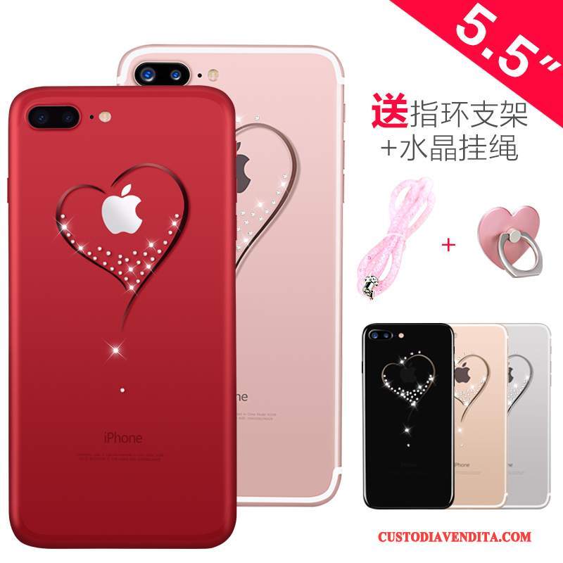 Custodia iPhone 7 Plus Strass Trasparentetelefono, Cover iPhone 7 Plus Silicone Nuovo Rosa