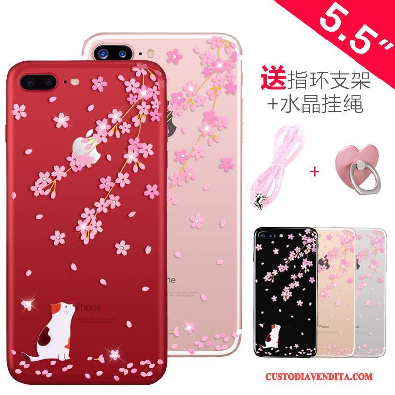 Custodia iPhone 7 Plus Strass Trasparentetelefono, Cover iPhone 7 Plus Silicone Nuovo Rosa