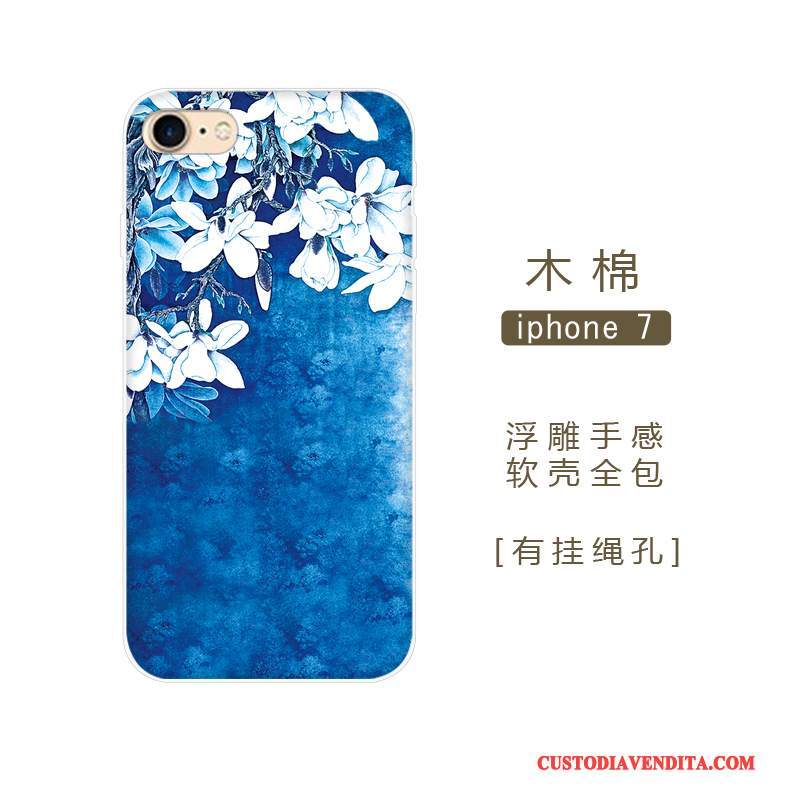 Custodia iPhone 7 Protezione Tendenza Blu Scuro, Cover iPhone 7 Creativo Morbido Semplici