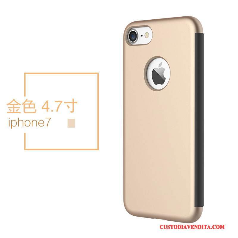 Custodia iPhone 7 Protezione Trasparentetelefono, Cover iPhone 7 Pelle Oro Finestre