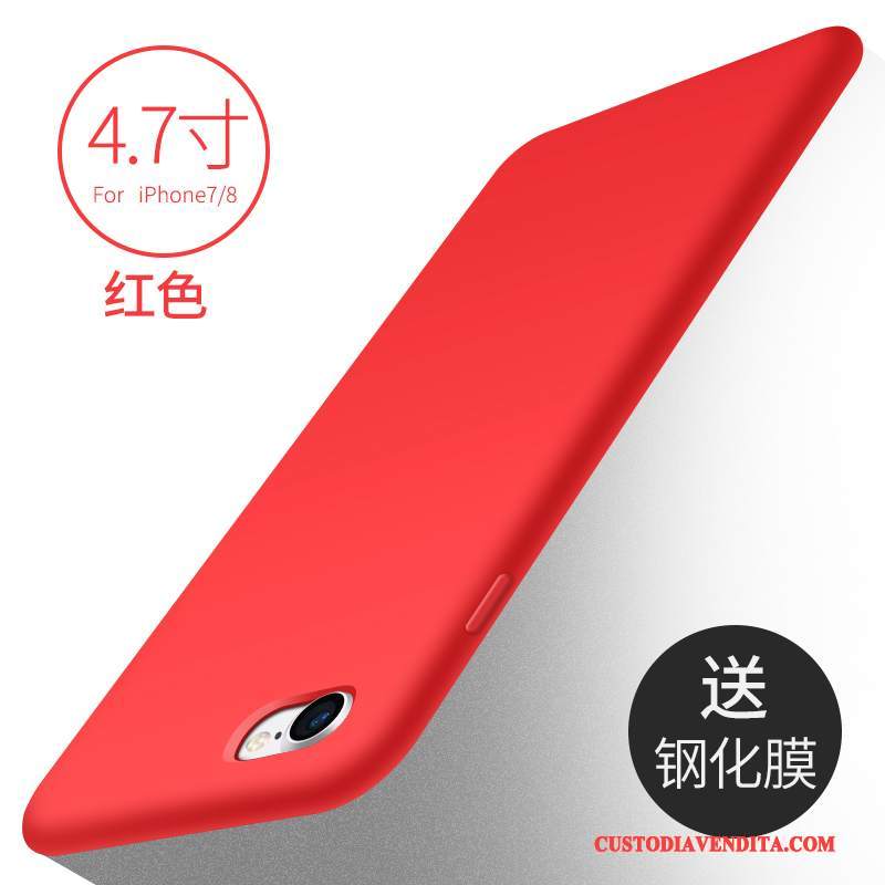 Custodia iPhone 7 Silicone Tendenza Rosso, Cover iPhone 7 Protezione Morbidotelefono