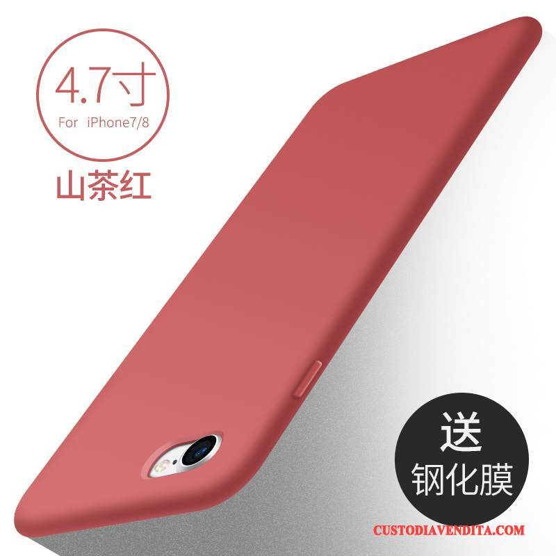 Custodia iPhone 7 Silicone Tendenza Rosso, Cover iPhone 7 Protezione Morbidotelefono