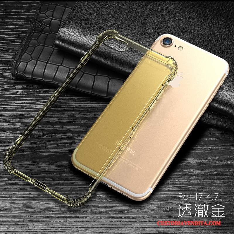 Custodia iPhone 7 Silicone Tutto Incluso Oro, Cover iPhone 7 Anti-cadutatelefono