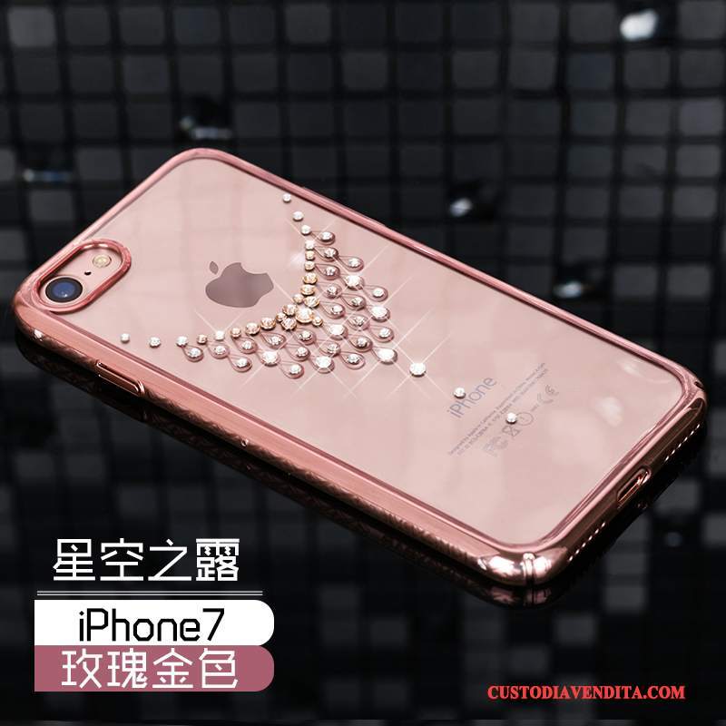 Custodia iPhone 7 Strass Difficile Oro, Cover iPhone 7 Protezione Anti-caduta Lusso