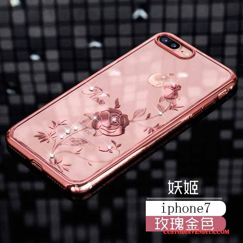 Custodia iPhone 7 Strass Difficile Oro, Cover iPhone 7 Protezione Anti-caduta Lusso