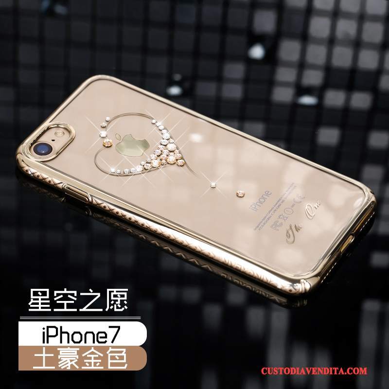 Custodia iPhone 7 Strass Difficile Oro, Cover iPhone 7 Protezione Anti-caduta Lusso