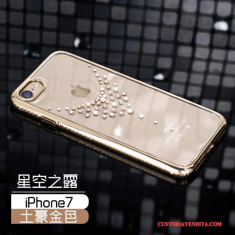 Custodia iPhone 7 Strass Difficile Oro, Cover iPhone 7 Protezione Anti-caduta Lusso