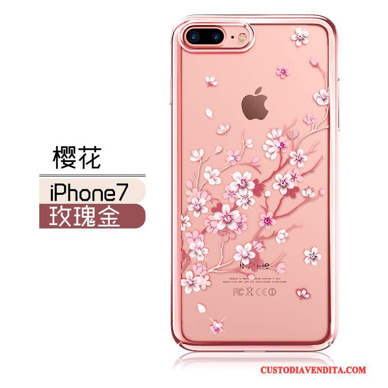 Custodia iPhone 7 Strass Elegantetelefono, Cover iPhone 7 Anti-caduta Oro