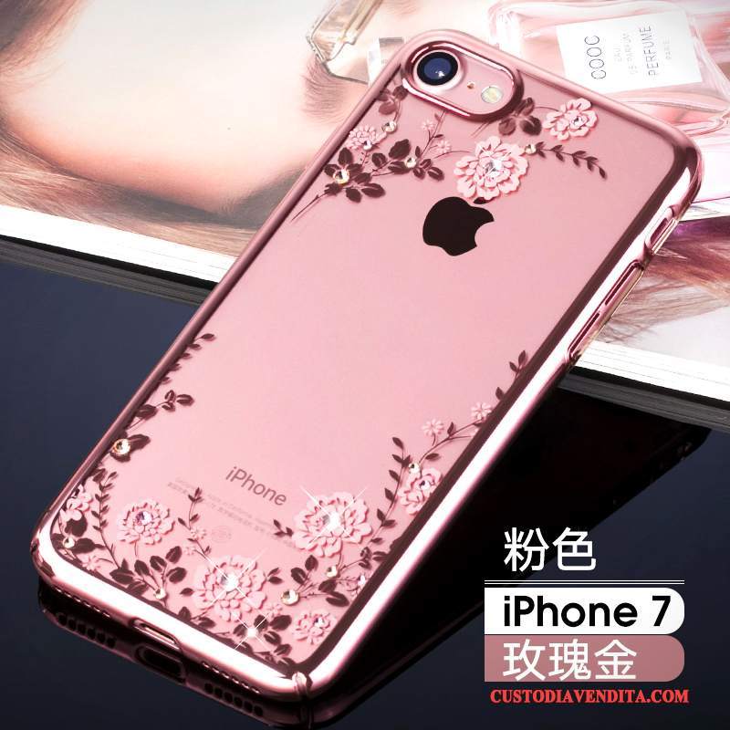 Custodia iPhone 7 Strass Lusso Nuovo, Cover iPhone 7 Marchio Di Tendenza Oro