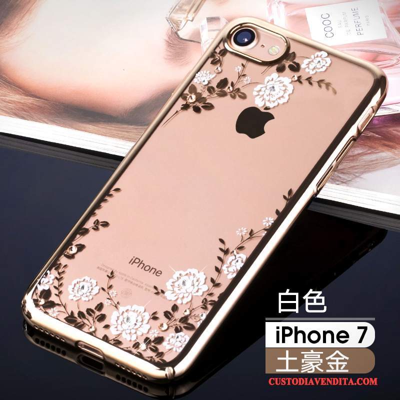 Custodia iPhone 7 Strass Lusso Nuovo, Cover iPhone 7 Marchio Di Tendenza Oro