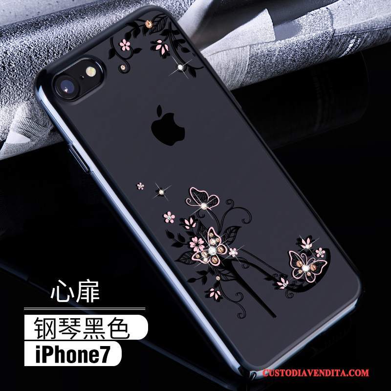 Custodia iPhone 7 Strass Trasparente Difficile, Cover iPhone 7 Rosa Oro