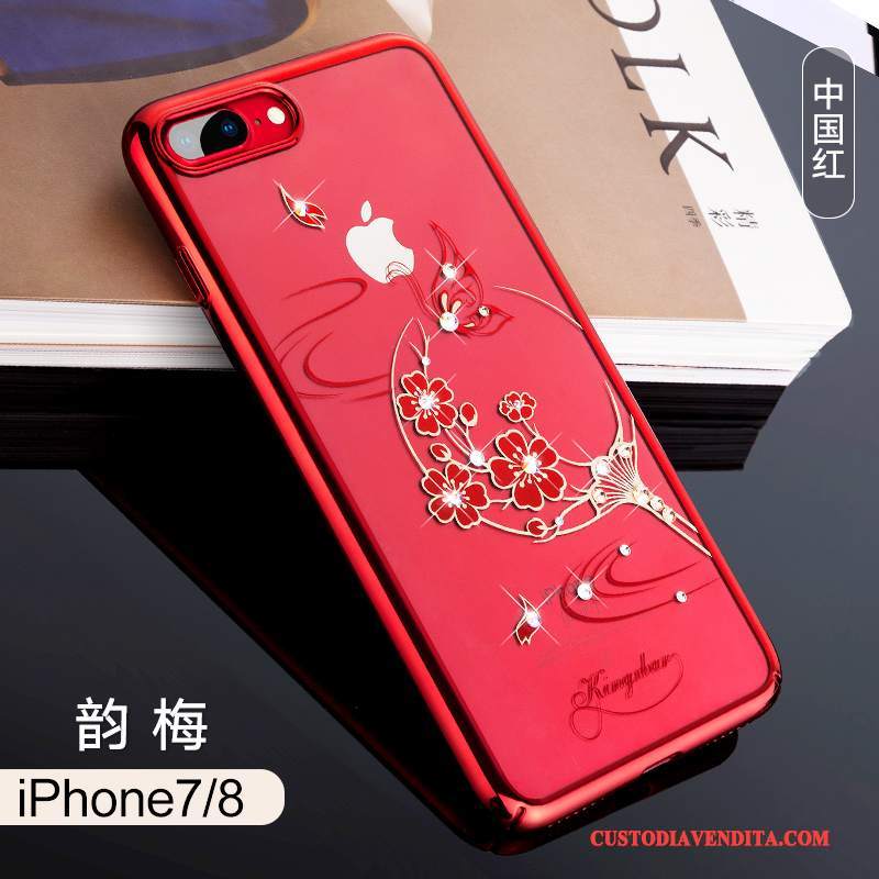 Custodia iPhone 7 Trasparente Rosso, Cover iPhone 7 Lusso Tutto Incluso