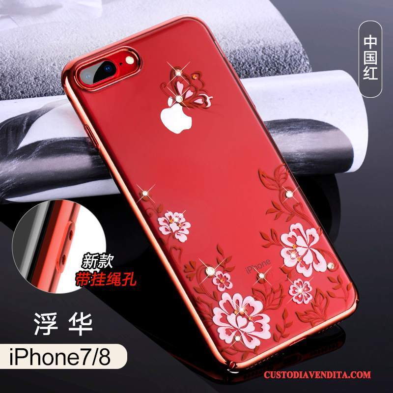 Custodia iPhone 7 Trasparente Rosso, Cover iPhone 7 Lusso Tutto Incluso