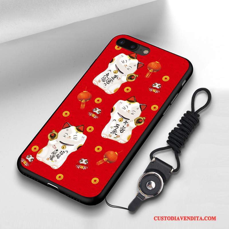 Custodia iPhone 8 Cartone Animato Marchio Di Tendenza Morbido, Cover iPhone 8 Silicone Telefono Rosso