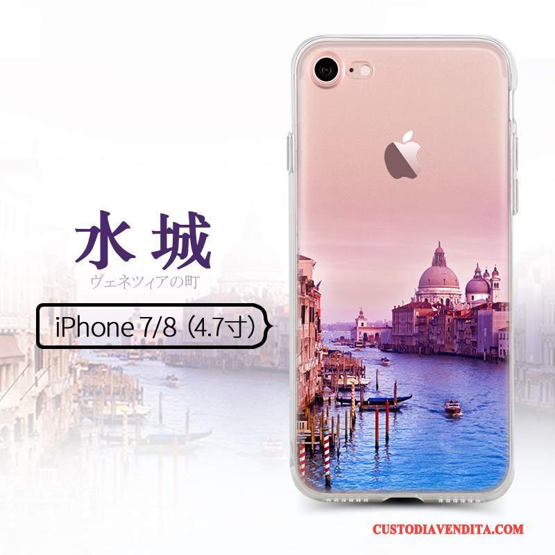 Custodia iPhone 8 Creativo Anti-caduta Tendenza, Cover iPhone 8 Silicone Trasparente Ornamenti Appesi