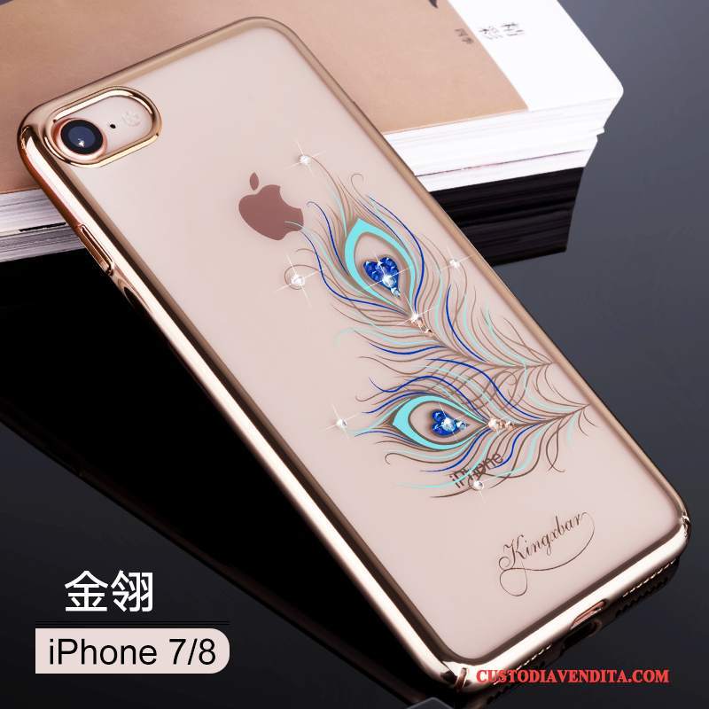 Custodia iPhone 8 Lusso Oro, Cover iPhone 8 Telefono Trasparente