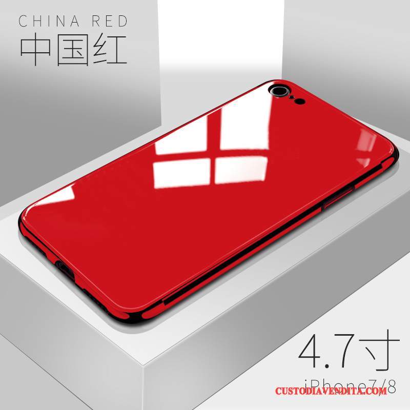 Custodia iPhone 8 Net Red Morbido, Cover iPhone 8 Vetro Anti-caduta