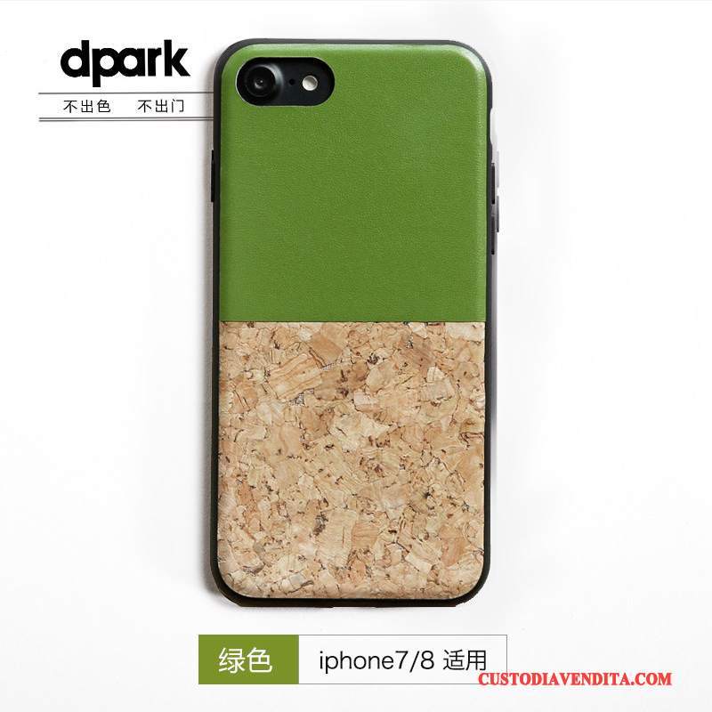 Custodia iPhone 8 Pelle Legno Verde, Cover iPhone 8 Tutto Inclusotelefono