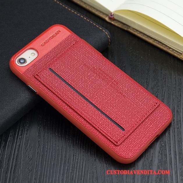 Custodia iPhone 8 Pelle Supporto Affari, Cover iPhone 8 Protezione Rosso Anti-caduta