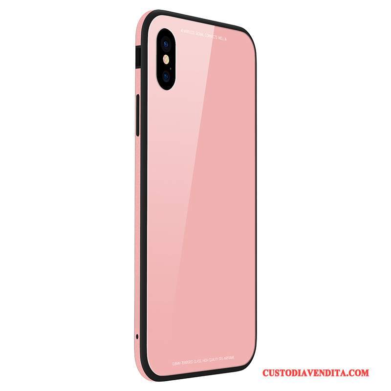 Custodia iPhone 8 Plus Bianco Metallo, Cover iPhone 8 Plus Telefono Vetro Temperato