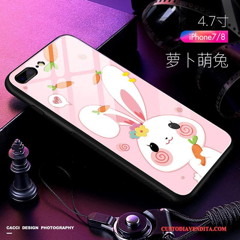 Custodia iPhone 8 Plus Cartone Animato Bello Nero, Cover iPhone 8 Plus Silicone Vetro Tutto Incluso