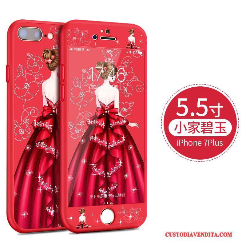 Custodia iPhone 8 Plus Cartone Animato Morbidotelefono, Cover iPhone 8 Plus Silicone Rosso Anti-caduta