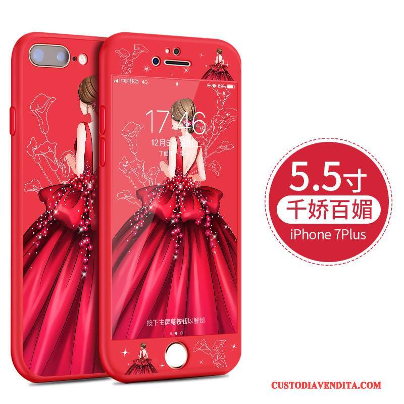 Custodia iPhone 8 Plus Cartone Animato Morbidotelefono, Cover iPhone 8 Plus Silicone Rosso Anti-caduta