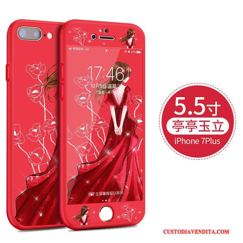 Custodia iPhone 8 Plus Cartone Animato Morbidotelefono, Cover iPhone 8 Plus Silicone Rosso Anti-caduta