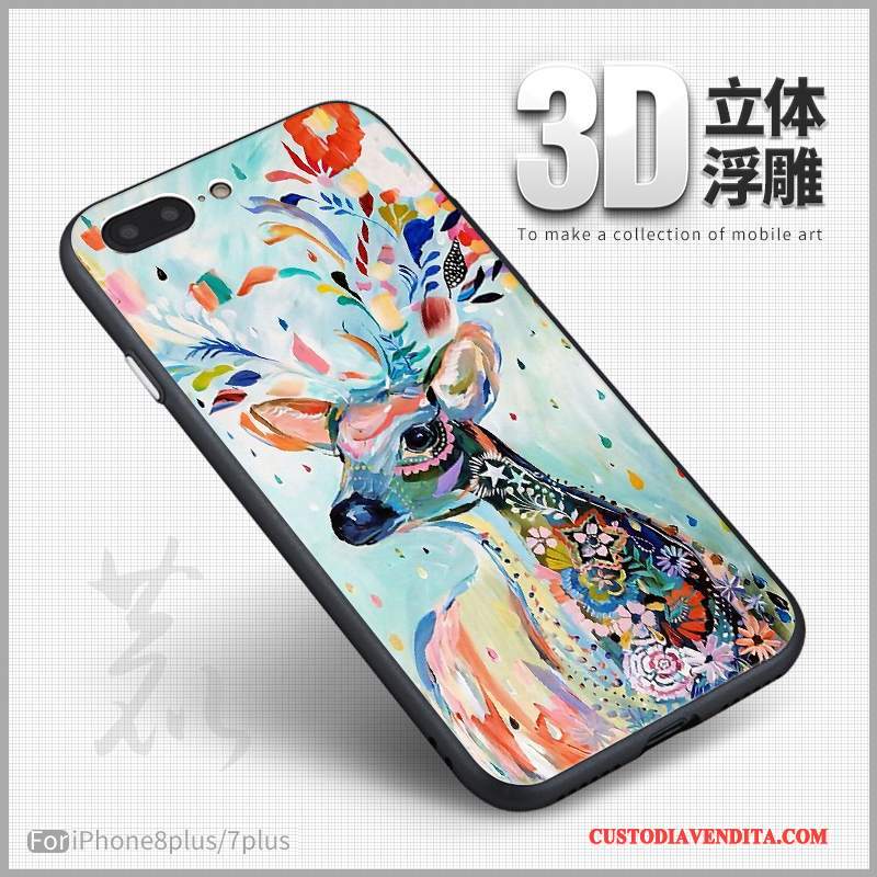 Custodia iPhone 8 Plus Colore Arte Morbido, Cover iPhone 8 Plus Goffratura 3d Tutto Incluso