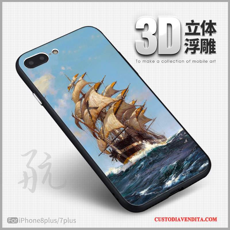 Custodia iPhone 8 Plus Colore Arte Morbido, Cover iPhone 8 Plus Goffratura 3d Tutto Incluso