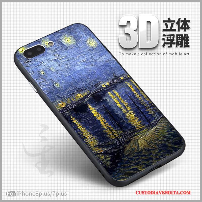 Custodia iPhone 8 Plus Colore Arte Morbido, Cover iPhone 8 Plus Goffratura 3d Tutto Incluso