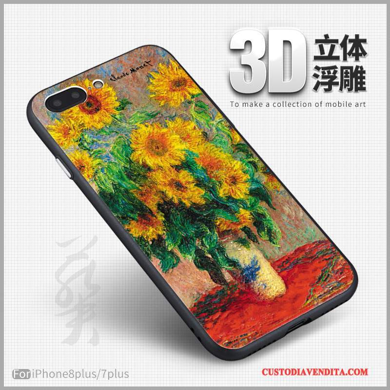 Custodia iPhone 8 Plus Colore Arte Morbido, Cover iPhone 8 Plus Goffratura 3d Tutto Incluso