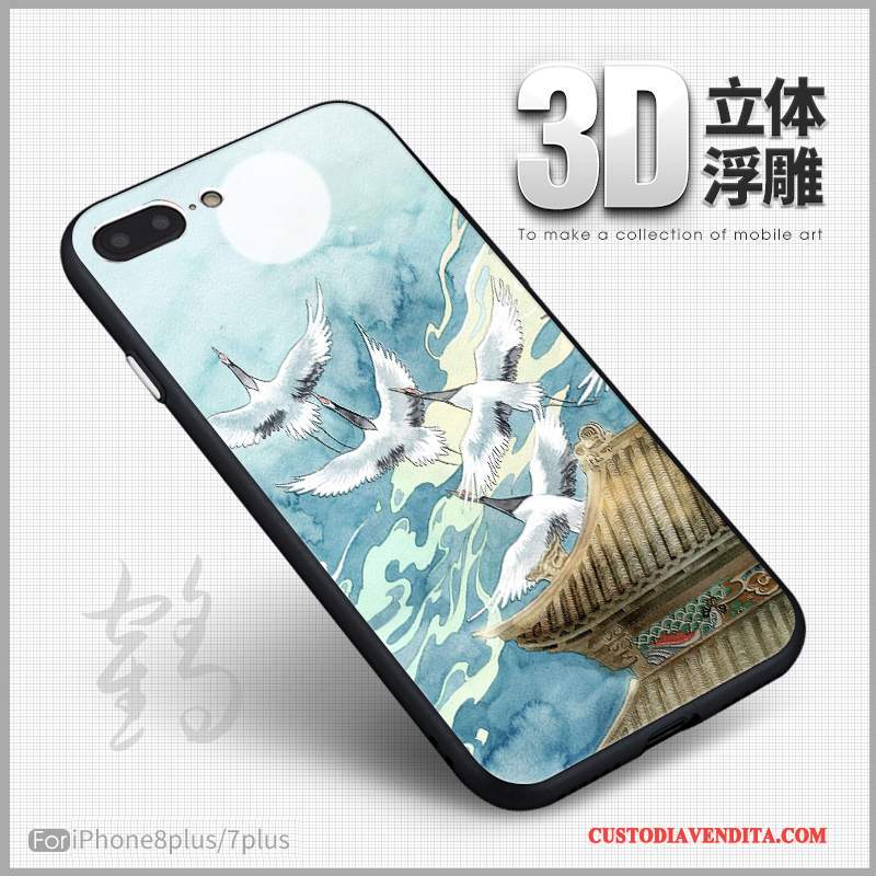 Custodia iPhone 8 Plus Colore Arte Morbido, Cover iPhone 8 Plus Goffratura 3d Tutto Incluso