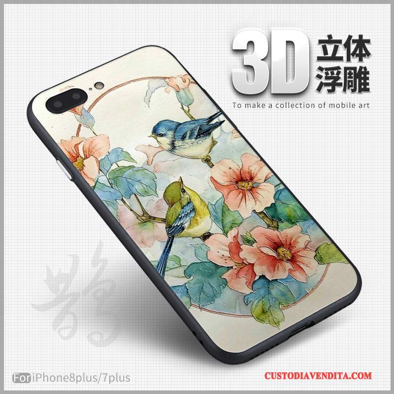 Custodia iPhone 8 Plus Colore Arte Morbido, Cover iPhone 8 Plus Goffratura 3d Tutto Incluso