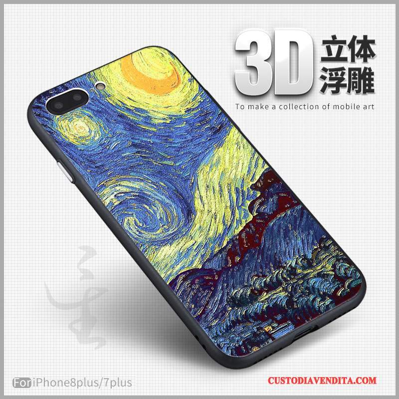 Custodia iPhone 8 Plus Colore Arte Morbido, Cover iPhone 8 Plus Goffratura 3d Tutto Incluso